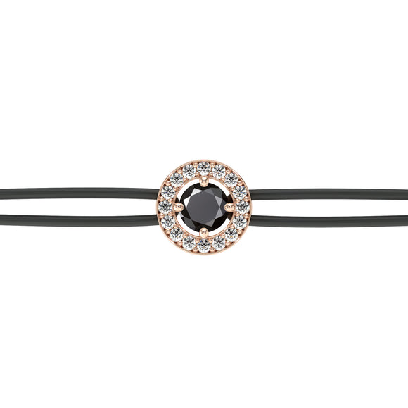 Bracelet cordon entourage diamant noir Promets Moi - 1