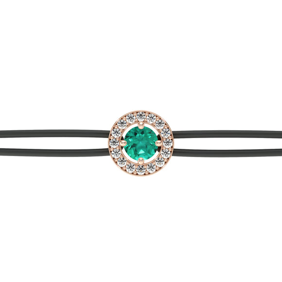Bracelet cordon entourage émeraude et diamant Promets Moi - 1
