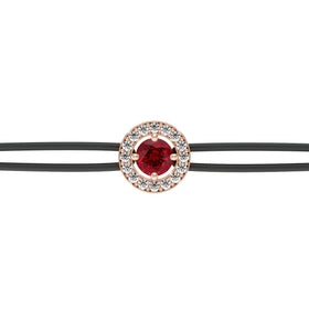 Bracelet cordon entourage rubis et diamant Promets Moi - 1