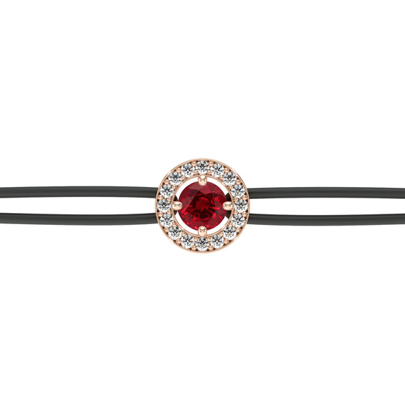 Bracelet cordon entourage rubis et diamant Promets Moi - 1