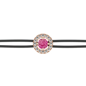 Bracelet cordon entourage saphir rose et diamant Promets Moi - 1