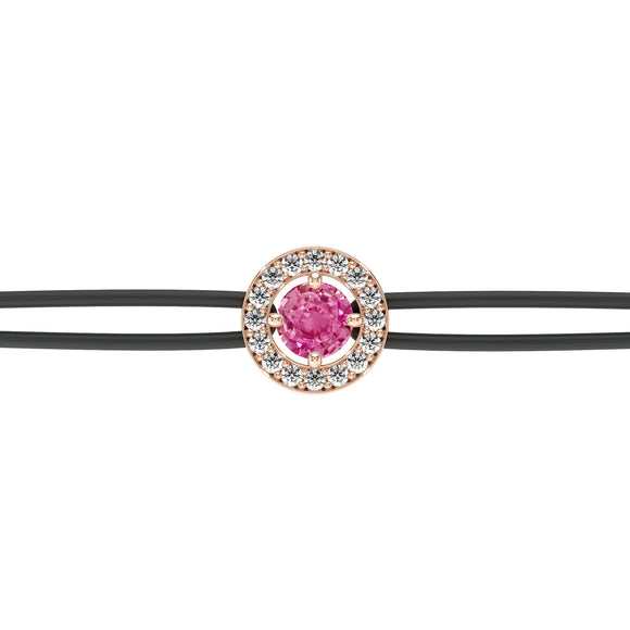Bracelet cordon entourage saphir rose et diamant Promets Moi - 1