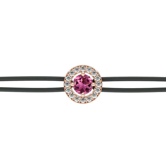 Bracelet cordon entourage tourmaline et diamant Promets Moi - 1