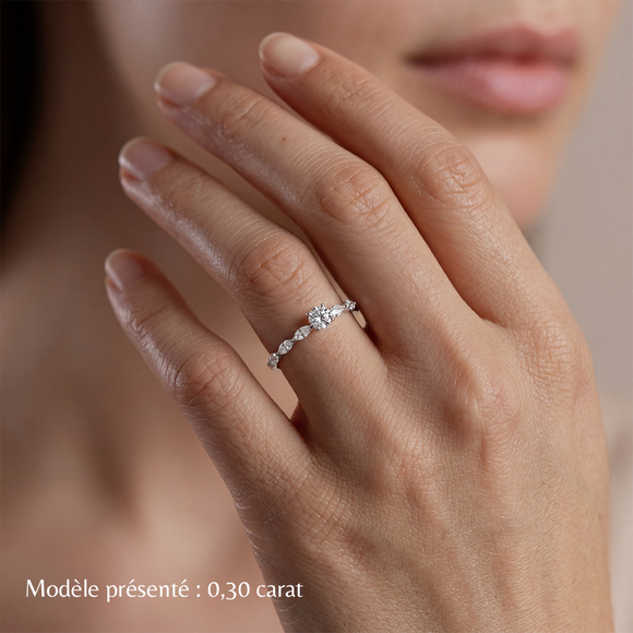Solitaire accompagné diamant Solstice - 5