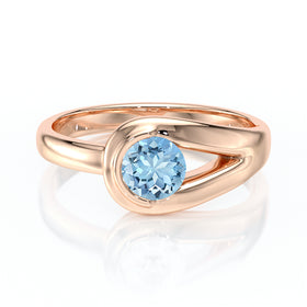 Solitaire aigue-marine Amour de Minuit - 3