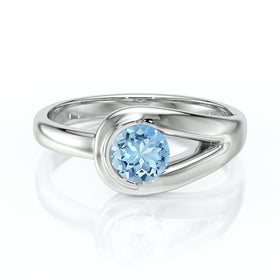 Solitaire aigue-marine Amour de Minuit - 3