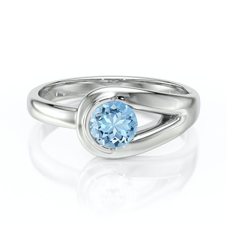 Solitaire aigue-marine Amour de Minuit - 3