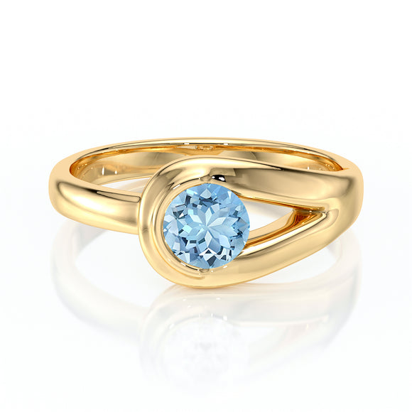 Solitaire aigue-marine Amour de Minuit - 3