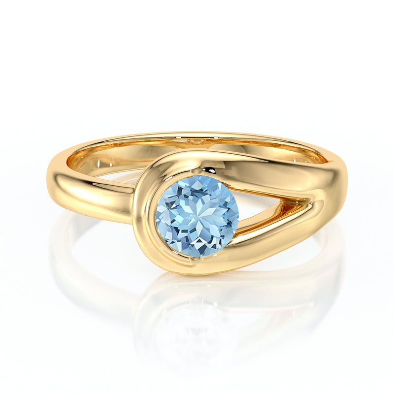 Solitaire aigue-marine Amour de Minuit - 3