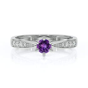 Solitaire accompagné améthyste et diamant Destinée - 2