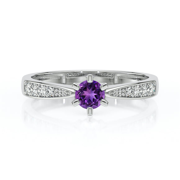Solitaire accompagné améthyste et diamant Destinée - 2