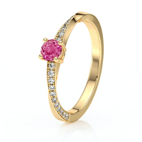 Solitaire accompagné saphir rose et diamant Pluie d’étoiles - 6