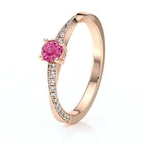 Solitaire accompagné saphir rose et diamant Pluie d’étoiles - 6