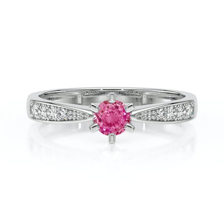 Solitaire accompagné saphir rose et diamant Destinée - 2