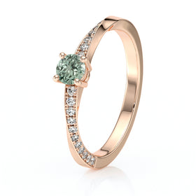 Solitaire accompagné saphir vert et diamant Pluie d’étoiles - 6