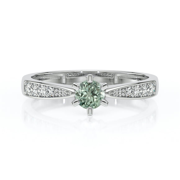 Solitaire accompagné saphir vert et diamant Destinée - 2
