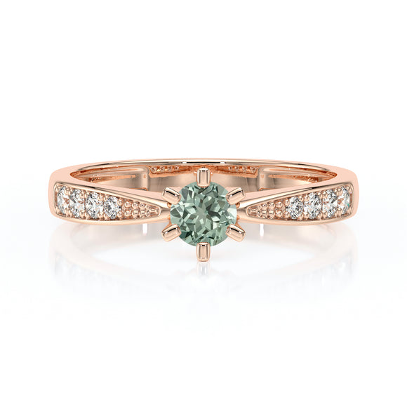 Solitaire accompagné saphir vert et diamant Destinée - 2