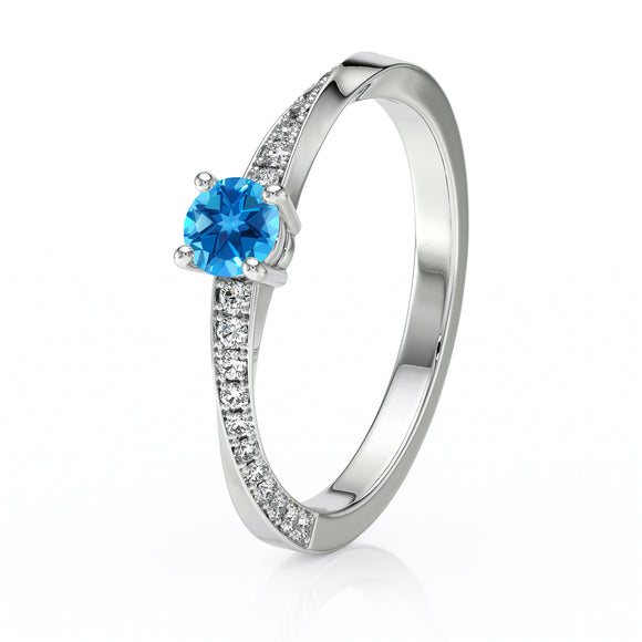 Solitaire accompagné topaze et diamant Pluie d’étoiles - 6
