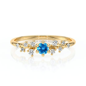 Solitaire accompagné topaze et diamant Pluie d’étoiles - 8