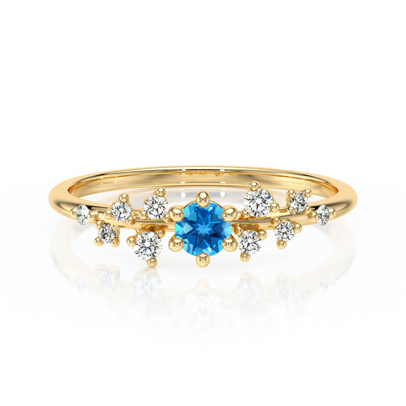 Solitaire accompagné topaze et diamant Pluie d’étoiles - 8