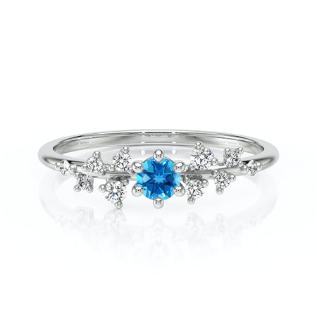 Solitaire accompagné topaze et diamant Pluie d’étoiles - 8