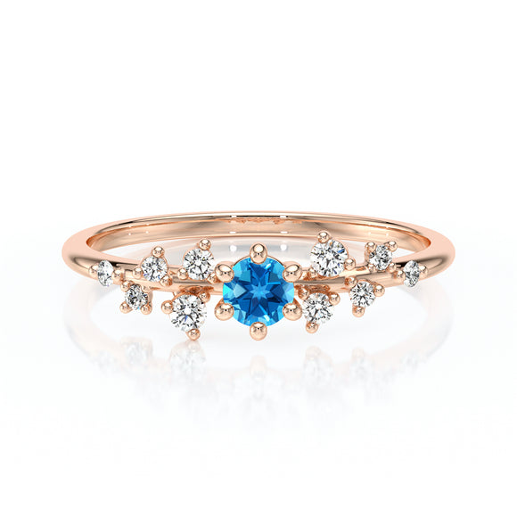 Solitaire accompagné topaze et diamant Pluie d’étoiles - 8