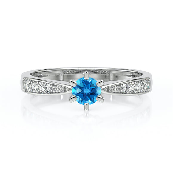 Solitaire accompagné topaze et diamant Destinée - 2