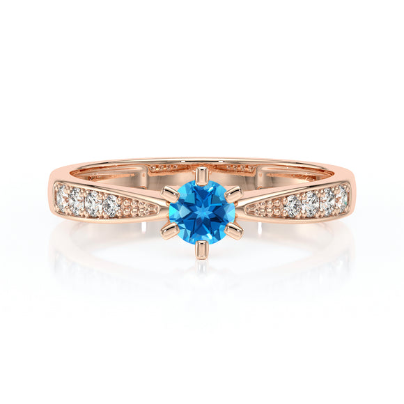 Solitaire accompagné topaze et diamant Destinée - 2