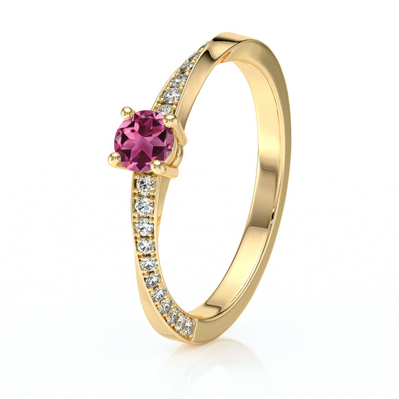 Solitaire accompagné tourmaline et diamant Pluie d’étoiles - 6