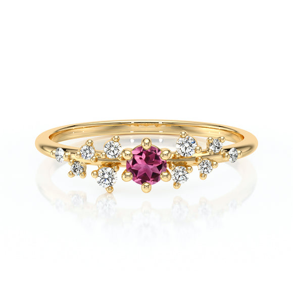 Solitaire accompagné tourmaline et diamant Pluie d’étoiles - 8