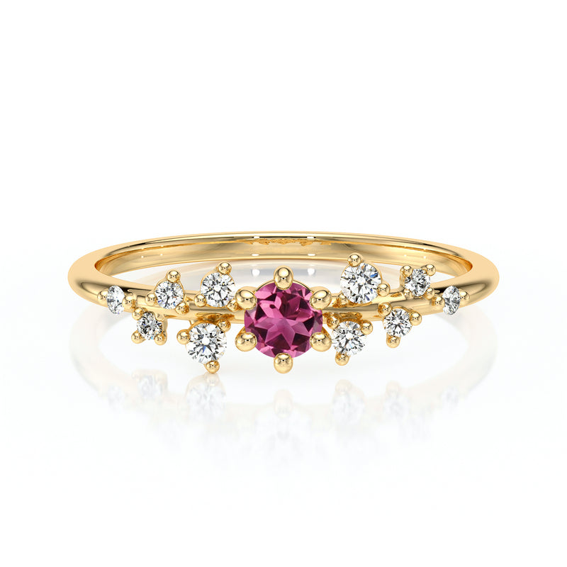 Solitaire accompagné tourmaline et diamant Pluie d’étoiles - 8