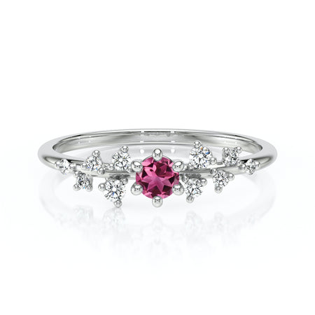 Solitaire accompagné tourmaline et diamant Pluie d’étoiles - 8