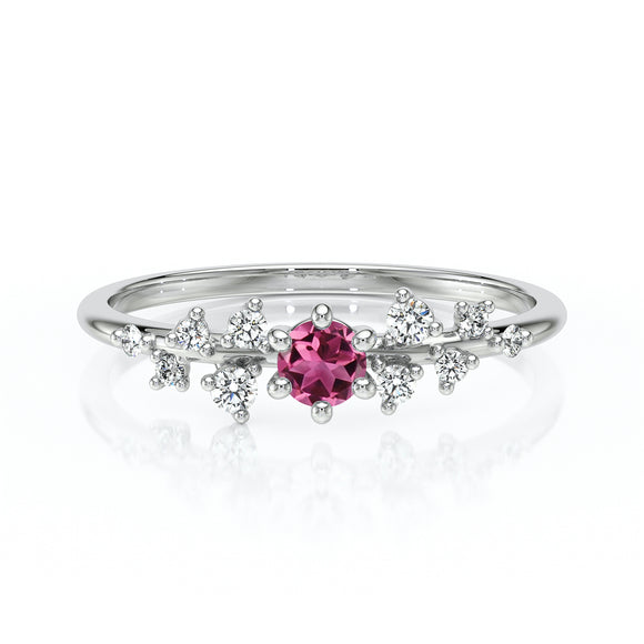 Solitaire accompagné tourmaline et diamant Pluie d’étoiles - 8