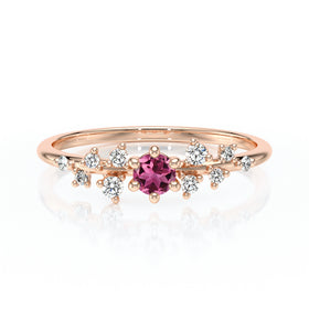 Solitaire accompagné tourmaline et diamant Pluie d’étoiles - 8