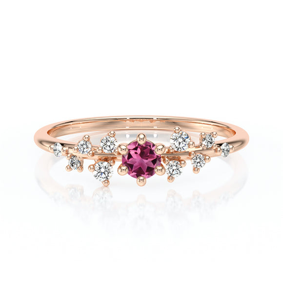 Solitaire accompagné tourmaline et diamant Pluie d’étoiles - 8