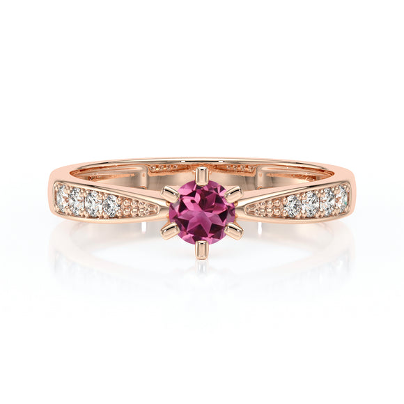 Solitaire accompagné tourmaline et diamant Destinée - 2