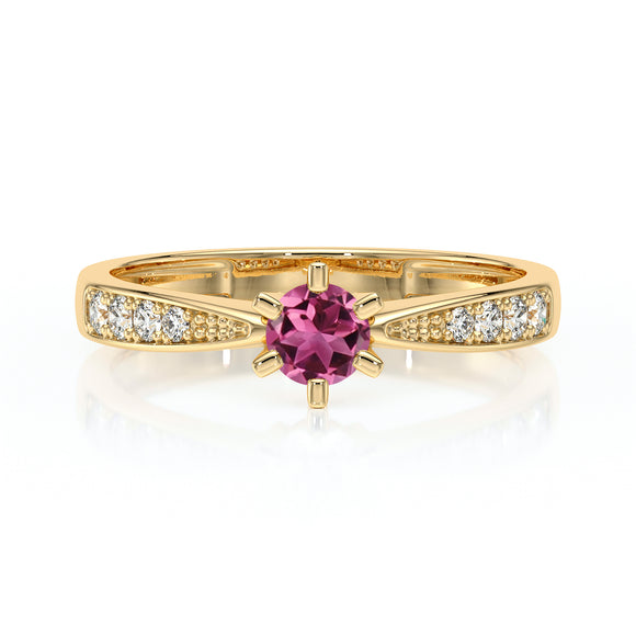 Solitaire accompagné tourmaline et diamant Destinée - 2