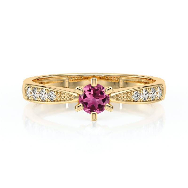 Solitaire accompagné tourmaline et diamant Destinée - 2