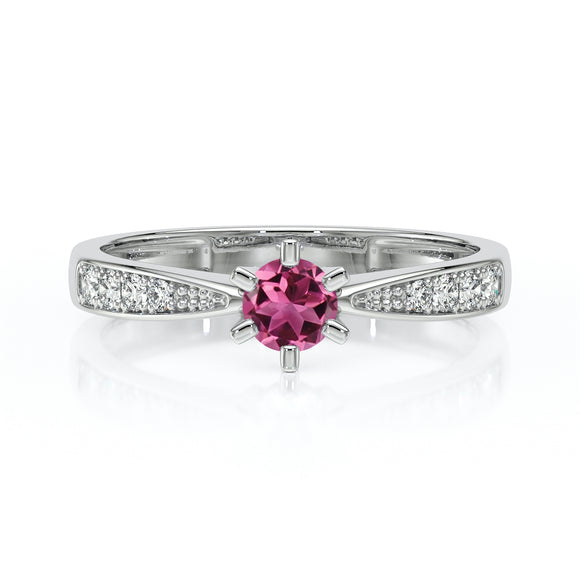 Solitaire accompagné tourmaline et diamant Destinée - 2