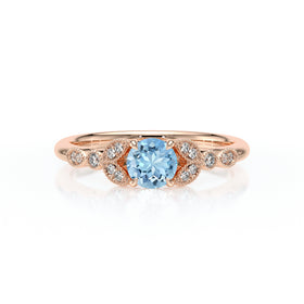 Solitaire accompagné aigue-marine diamant Fou de toi - 4