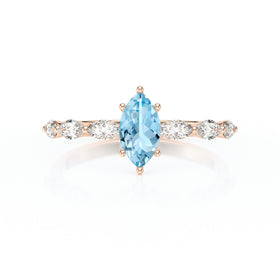 Solitaire accompagné aigue-marine diamant Solstice - 1