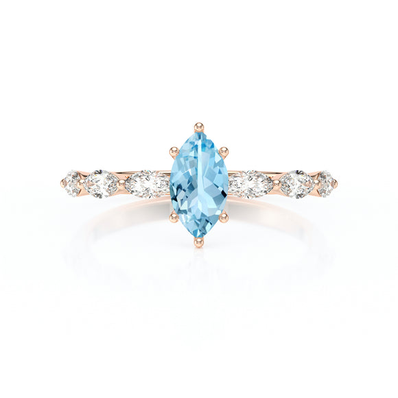 Solitaire accompagné aigue-marine diamant Solstice - 1