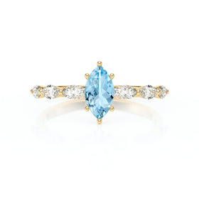 Solitaire accompagné aigue-marine diamant Solstice - 1