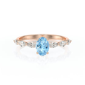 Solitaire accompagné aigue-marine diamant Solstice - 2
