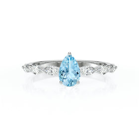 Solitaire accompagné aigue-marine diamant Solstice - 3