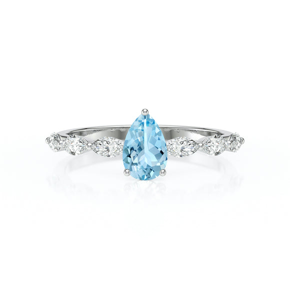 Solitaire accompagné aigue-marine diamant Solstice - 3