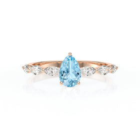 Solitaire accompagné aigue-marine diamant Solstice - 3