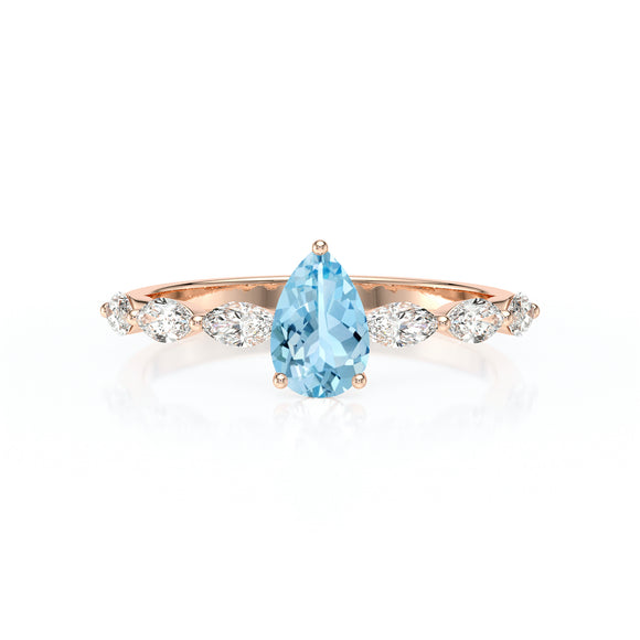 Solitaire accompagné aigue-marine diamant Solstice - 3
