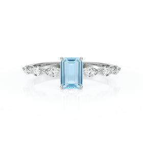 Solitaire accompagné aigue-marine diamant Solstice - 4