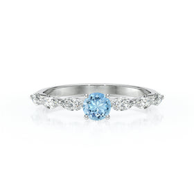 Solitaire accompagné aigue-marine diamant Solstice - 5